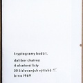 1969, 390×210 mm, ofset, papír, Kryptogramy bodů 1, sig.