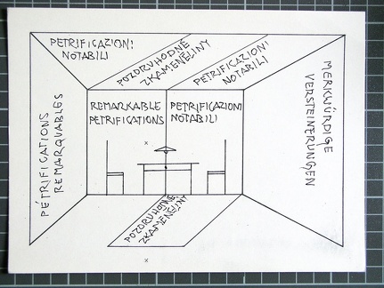1972, 150×210 mm, ofset, fix, akryl, papír, Projekty pro malíře pokojů C, sig.