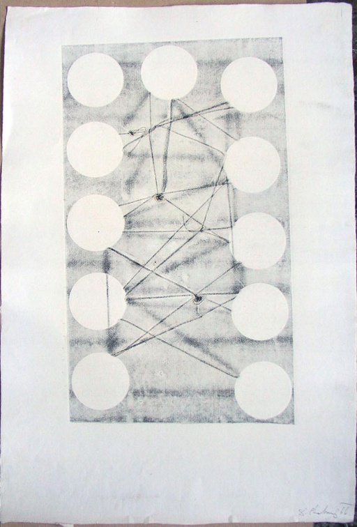 1966, 450×270 mm, reliéfní tisk, tiskařská barva, papír, kolážová grafika, sig.