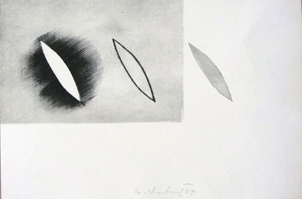1967, 270×400 mm, suchá jehla, tiskařská barva, papír, sig.