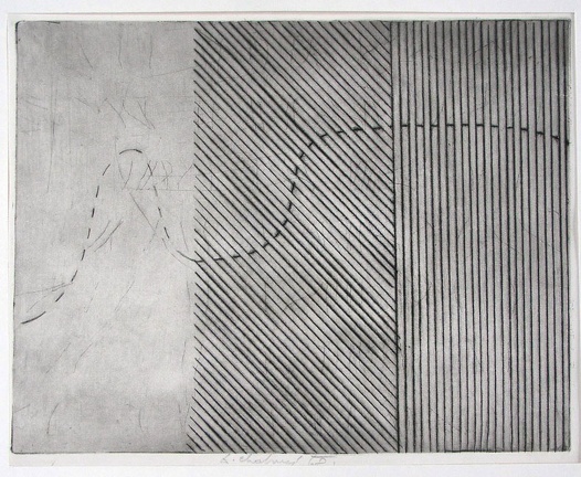1968, 280×360 mm, suchá jehla, tiskařská barva, papír, sig.