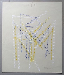 1975, 370×320 mm, frotáž, tužka, pastelka, papír, sig.