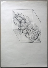 1975, 500×350 mm, frotáž, tužka, papír, sig.