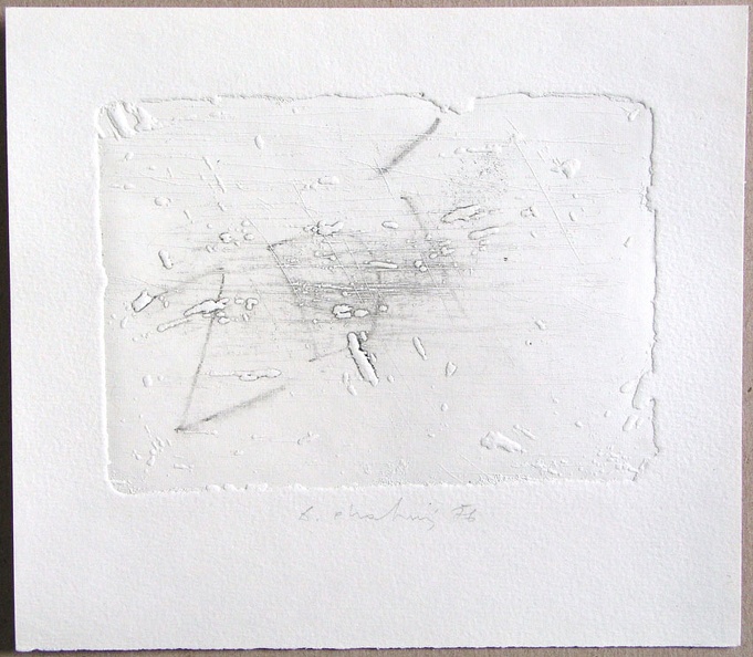 1976, 120×180 mm, reliefní tisk,tužka, papír, sig.