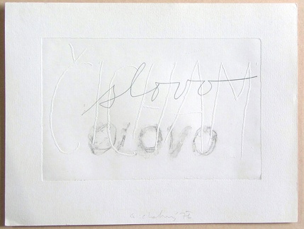 1976, 140×210 mm, reliefní tisk, tužka, papír, Čichám, sig., soukr. sb. 12