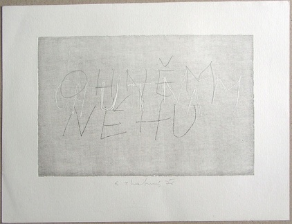 1976, 140×210 mm, reliefní tisk, barva, tužka, papír, Chutnám, sig.