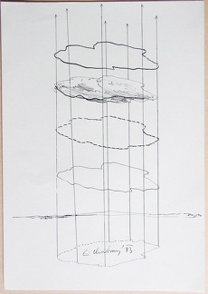 1973, 420×295 mm, tuš, papír, Projekt oblačné plastiky, sig.