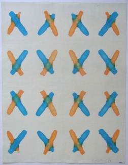 1987, 510×400 mm, akryl, netkaný textil, sig.