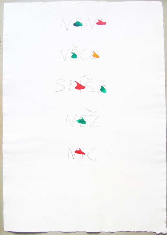 1984, 590×410 mm, tužka, barevné tuše, papír, Demokleitós, sig.