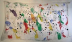1987, 100×170 cm, akryl, knoflíky, niť, plátno, M. Květenský, sig.