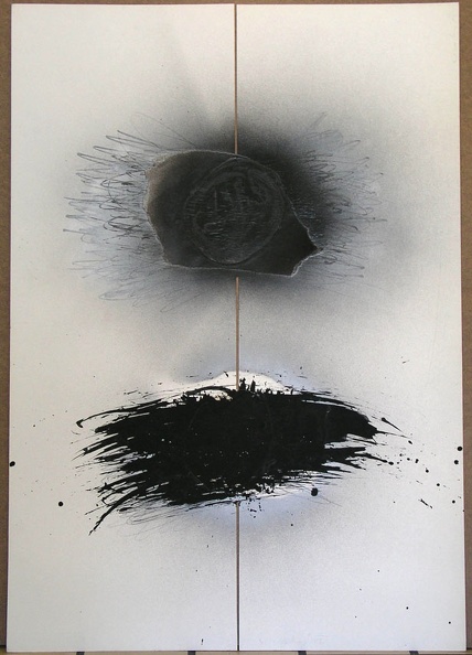 1984, 1000×700 mm, sprej, tuš, prořezávaný papír, sig.