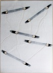 1979, 490×360 mm, uhel, provázek, perforovaná netkaná textilie, sig.