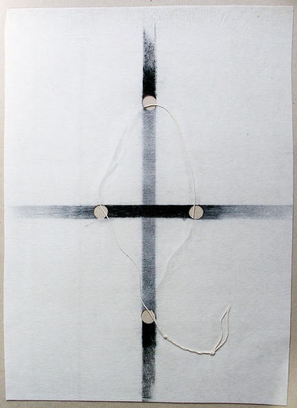1979, 510×360 mm, uhel, provázek, perforovaná netkaná textilie, sig.
