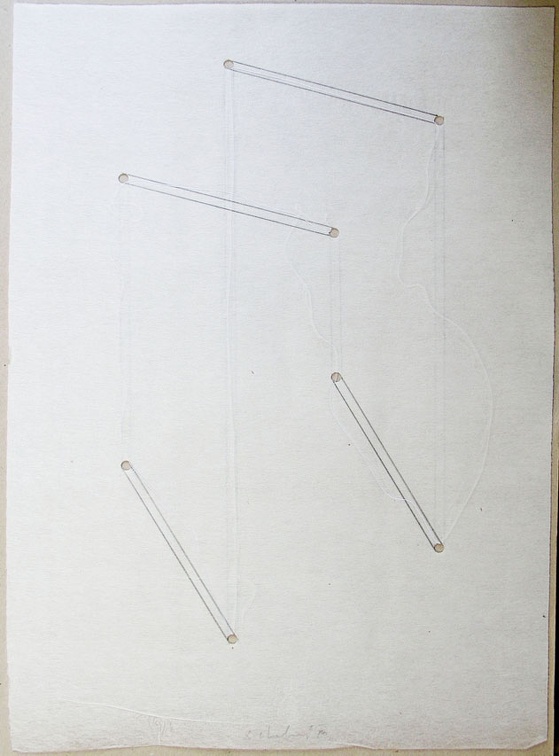 1980, 490×360 mm, tužka, perforovaná netkaná textílie, sig.