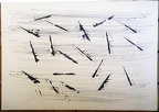 1991, 590×835 mm, akryl, tužka, papír, Kresba s překážkami, sig.