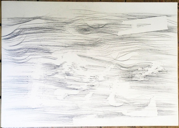 1992-93, 700×1000 mm, tužka, papír, Kresba s překážkami, sig.
