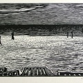 1957, 240×370 mm, dřevořez, papír, Polské pobřeží, sig.