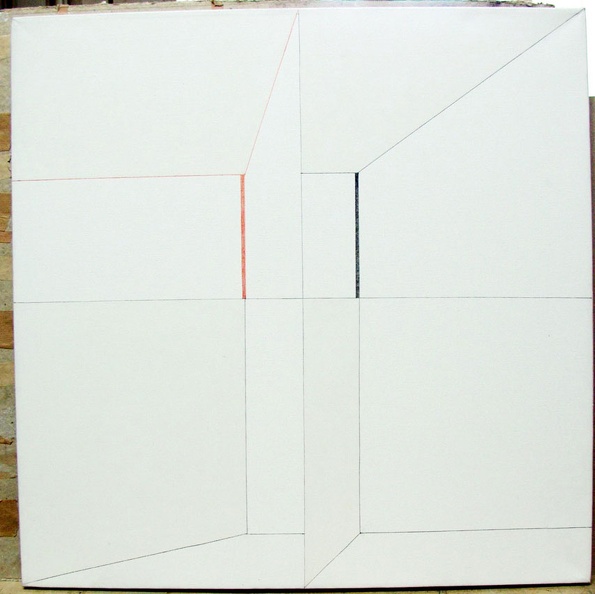 1972, 59×59 cm, akryl, tužka, pastelka, plátno, Stropy-podlahy, sig., soukr. sb.