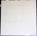 1973, 1996, 85×85 cm, akryl, plátno, tužka, plexisklo, Krychle, sig.