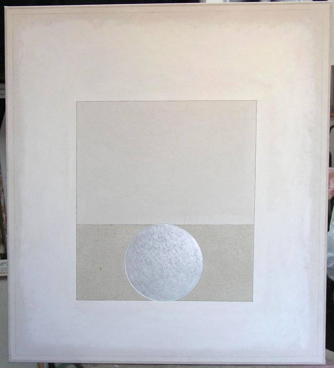 1974, 1996, 1998, 100,5×89,5 cm, plátno, akryl, zrcátko, tužka, Bílá ikona III, sig.
