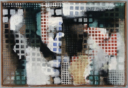 1964, 46×67 cm, tempera, šablony, plátno, Obraz, sig., soukr. sb. 10