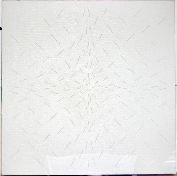 1969, 45×45 cm, plátno, provázky, akryl, sig., soukr. sb. 19