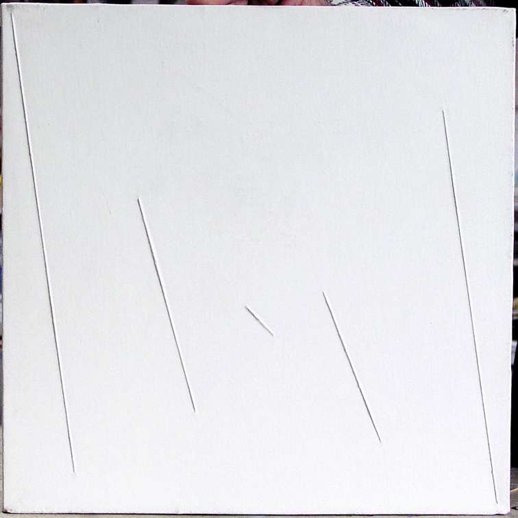 1970, 32,5×32,5 cm, plátno, akryl, provázky, sig., soukr. sb. 13