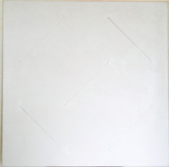2003, 75×75 cm, plátno, akryl, tužka, provázek, sig.