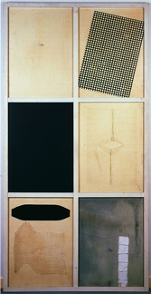 1966-68, 190×88 cm, asambláž, akronex, sololit, kov, Rám II, sig., MG Brno, C.A2627