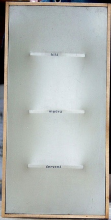 1972, 49,5×24,5 cm, dřevo, tranzotyp, umělohmotná fólie, sig., 5 , GMU Roudnice nad Labem