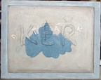 1976, 32×40 cm, akronex, sololit, akryl, dřevotříska, Pták-keř, sig.