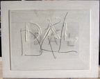 1976, 34×42 cm, akronex, sololit, akryl, dřevotříska, tužka, Dál, sig., soukr. sb.