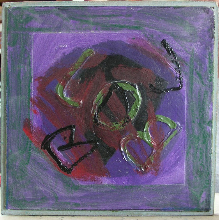 1976, 36,5×36,5 cm, akronex, sololit, akryl, dřevotříska, Boj-job, sig., soukr. sb.