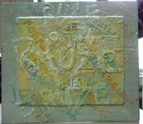 1976, 2002, 42,5×48 cm, akronex, sololit, akryl, dřevotříska, Růže je růže, sig., soukr. sb.