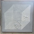 1976, 2002, 43×43 cm, akronex, sololit, akryl, dřevotříska, tužka, Bílá, sig.