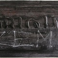 1976, 2005, 21×46 cm, akronex, sololit, akryl, dřevotříska, Obloha-země, sig.