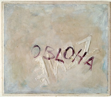 1976, 23×38,5 cm, sololit, akryl, dřevotříska, Země-obloha, sig., soukr. sb. 247