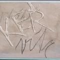 1977, 27×41 cm, akronex, sololit, akryl, dřevotříska, tužka, Pták-keř-vítr, sig., soukr. sb. 72