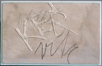 1977, 27×41 cm, akronex, sololit, akryl, dřevotříska, tužka, Pták-keř-vítr, sig., soukr. sb. 72