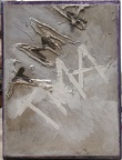 1977, 37×28,5 cm, akronex, sololit, akryl, dřevotříska, tužka, Tma, sig.