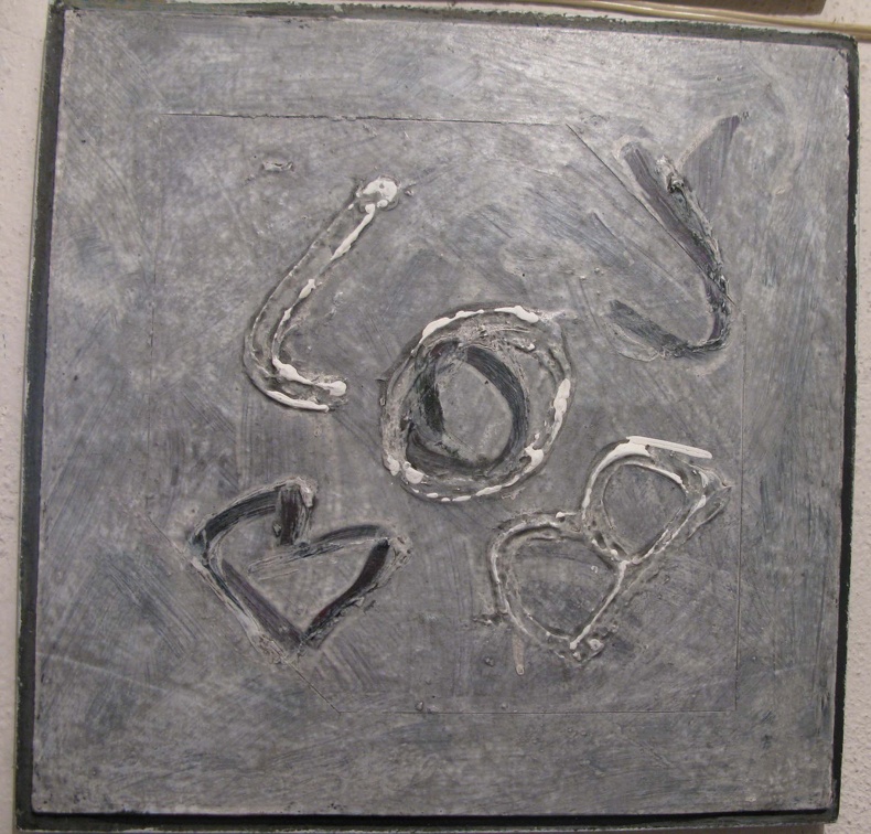 1976, 2009, 36,5×36,5 cm, akronex, sololit, akryl, dřevotříska, Boj-job, sig., soukr. sb.