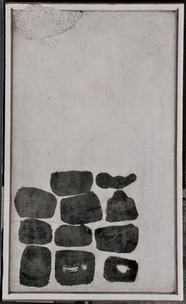 1969, 63×37,5 cm, akryl, překližka, písek, nesig., soukr. sb. 33