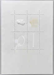 1972, 300×210 mm, akryl, perforace, vata, papír, sig.