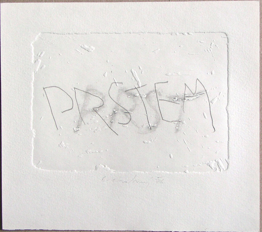 1976, 120×180 mm, reliefní tisk, tužka, papír, sig.