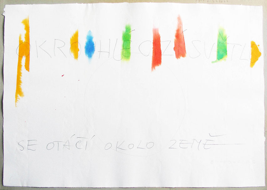 1991, 420×590 mm, tužka, barevné tuše, papír, Empedoklés, sig.