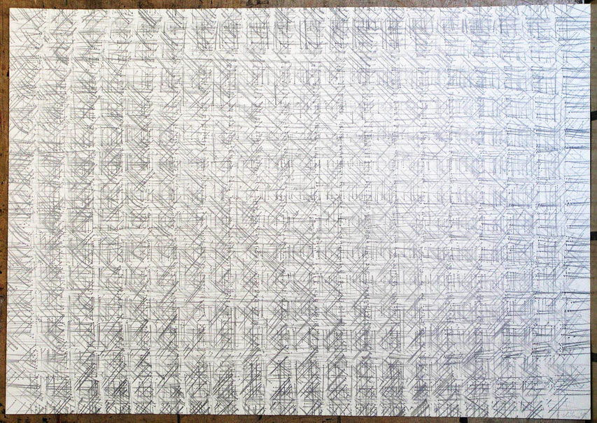 1985, 590×840 mm, tužka, papír, Kresba s překážkami, sig., soukr. sb. 12