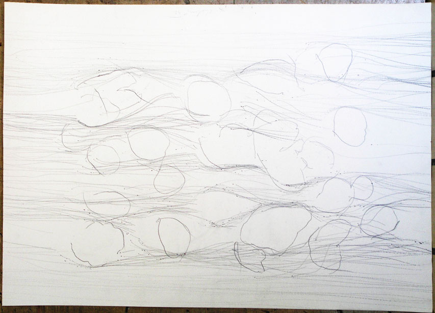 1993, 670×970 mm, tužka, papír, Kresba s překážkami, sig.