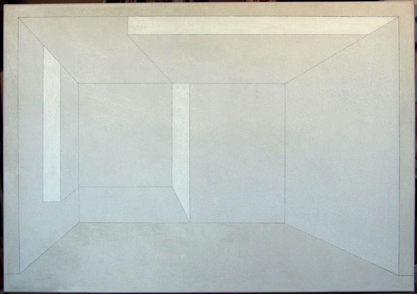 1972, 1996, 57×81,5 cm, akryl, tužka, plátno, Korelace prostoru, sig.
