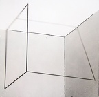 1971-76, 50×50×50 cm, nerez. trubky, tužka, světelný zdroj, Korelace prostoru 8, soukr. sb.275