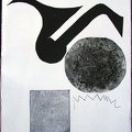 1966, 500×400 mm, reliéfní tisk, tiskařská barva, papír, kolážová grafika, sig.